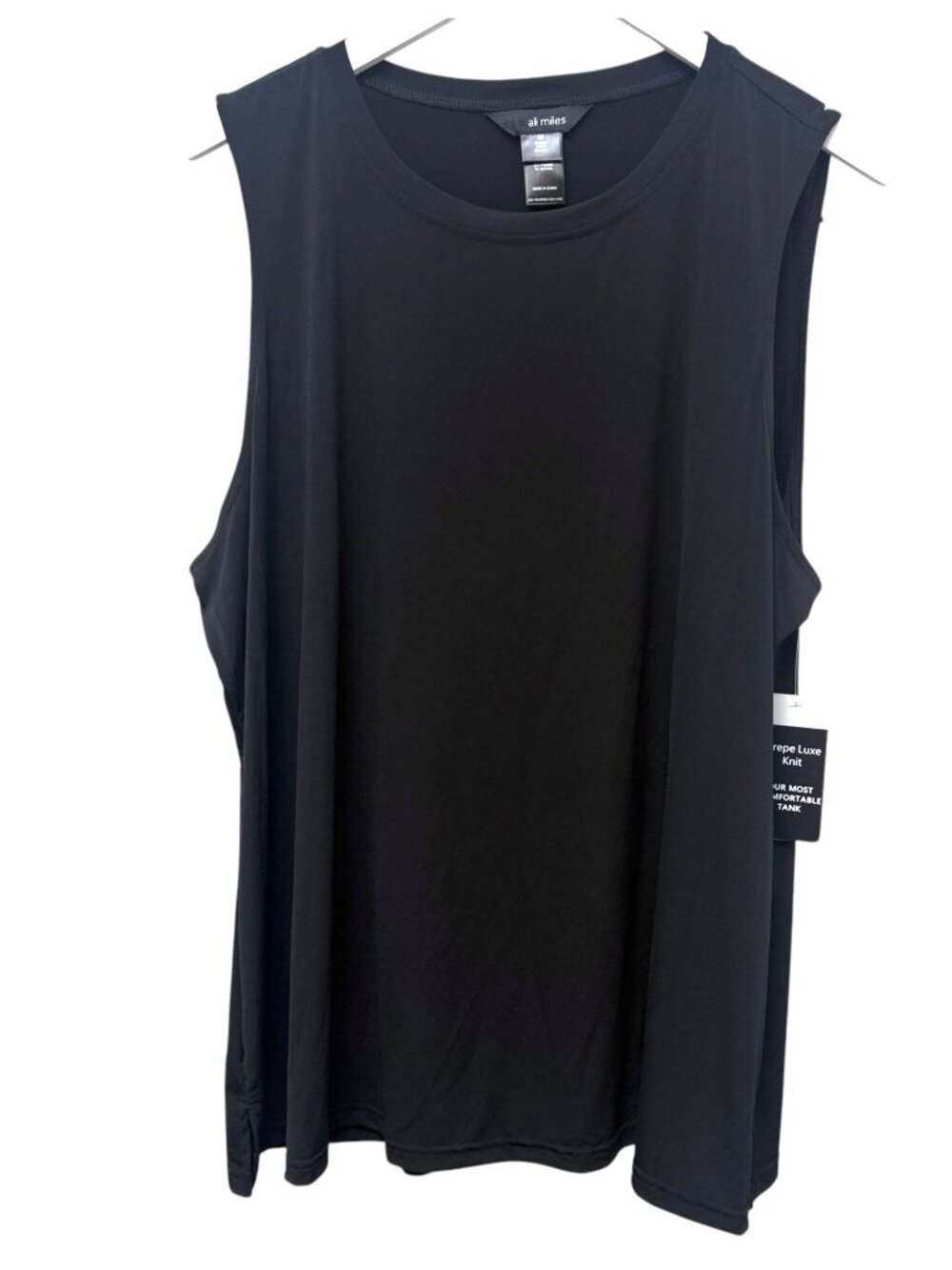 ALI MILES Tank Plus Size 2X Black Crepe Luxe Stretch Jersey Sleeveless Top NWT